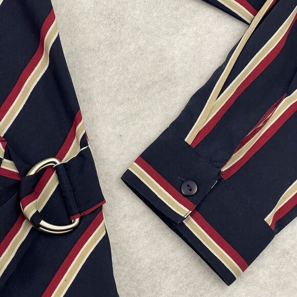 Misguided Blouse Womens Size 10 Striped V Neck Surplice Wrap Long Sleeve Top - Picture 11 of 12